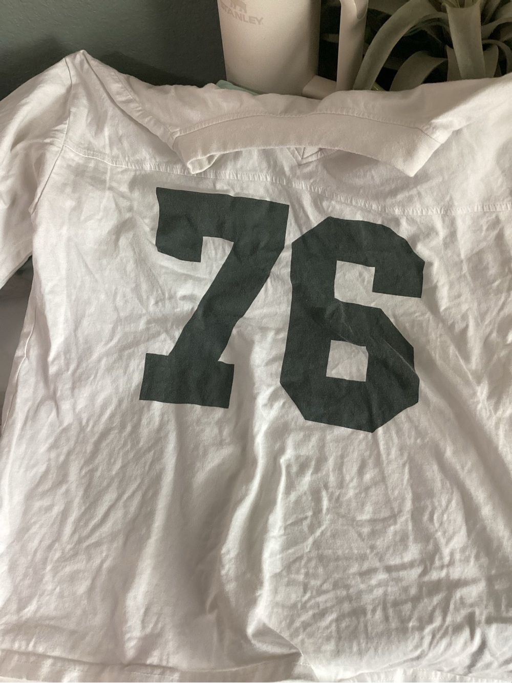 Edikted White Short-Sleeve Tee with Large Black Number Graphic
